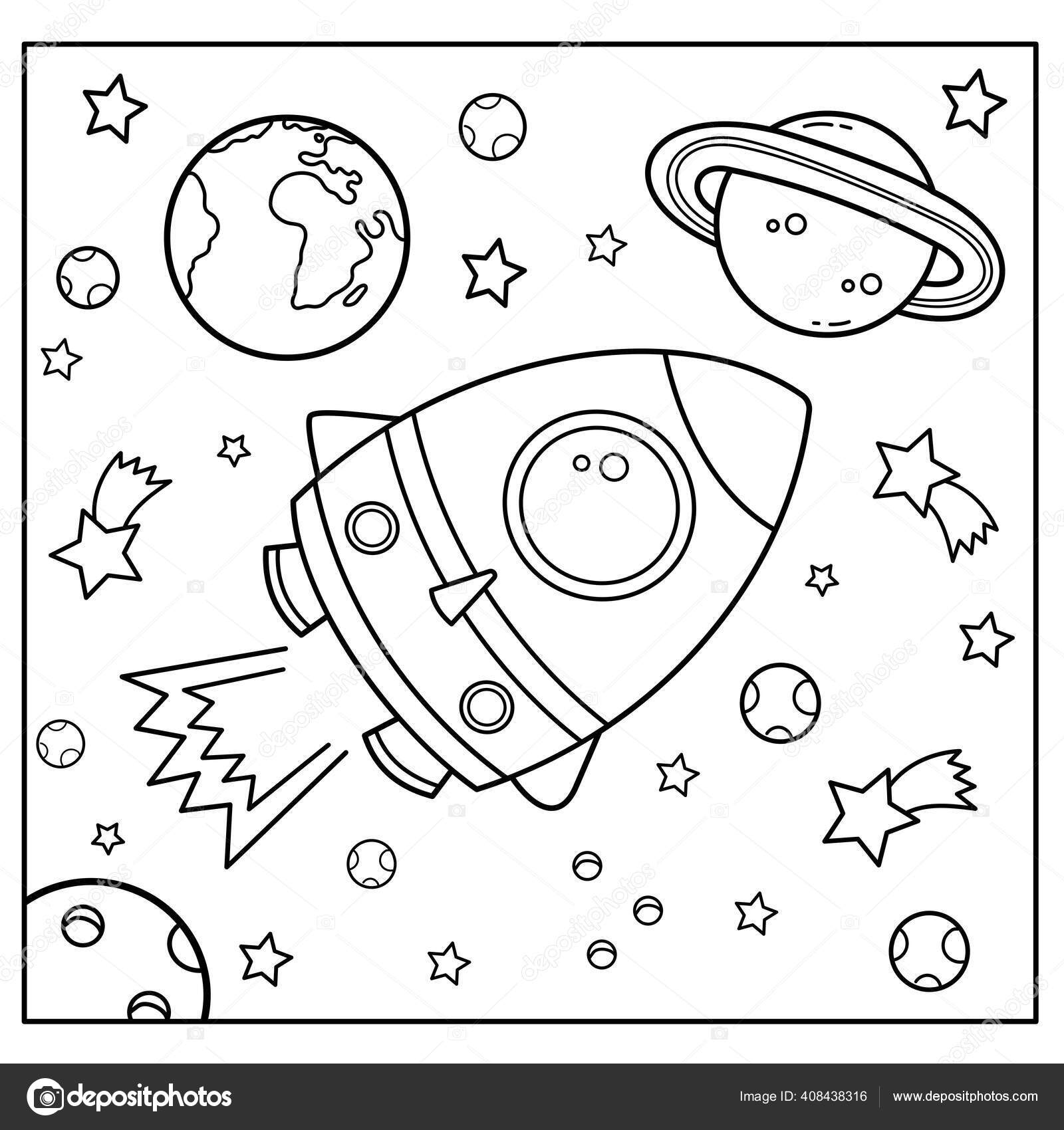 P gina para colorear esquema cohete dibujos animados espacio libro para