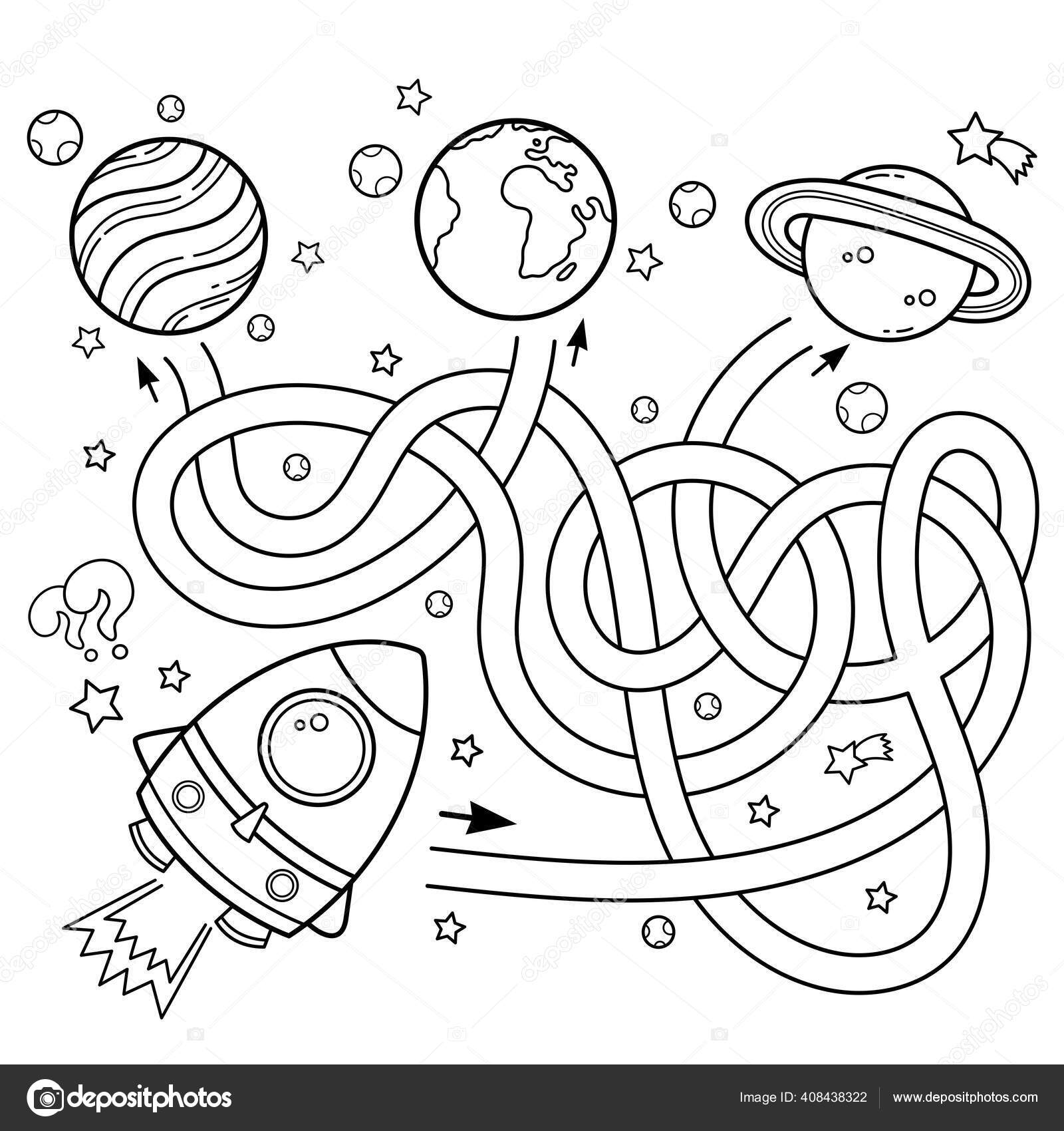 Desenho de Jogos do labirinto - astronauta para colorir - Tudodesenhos