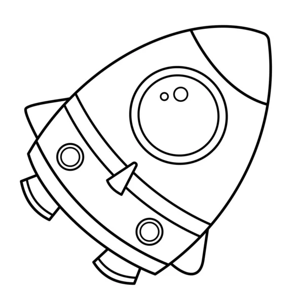 Coloring Page Outline Cartoon Rocket Space Coloring Book Kids — Stock Vector