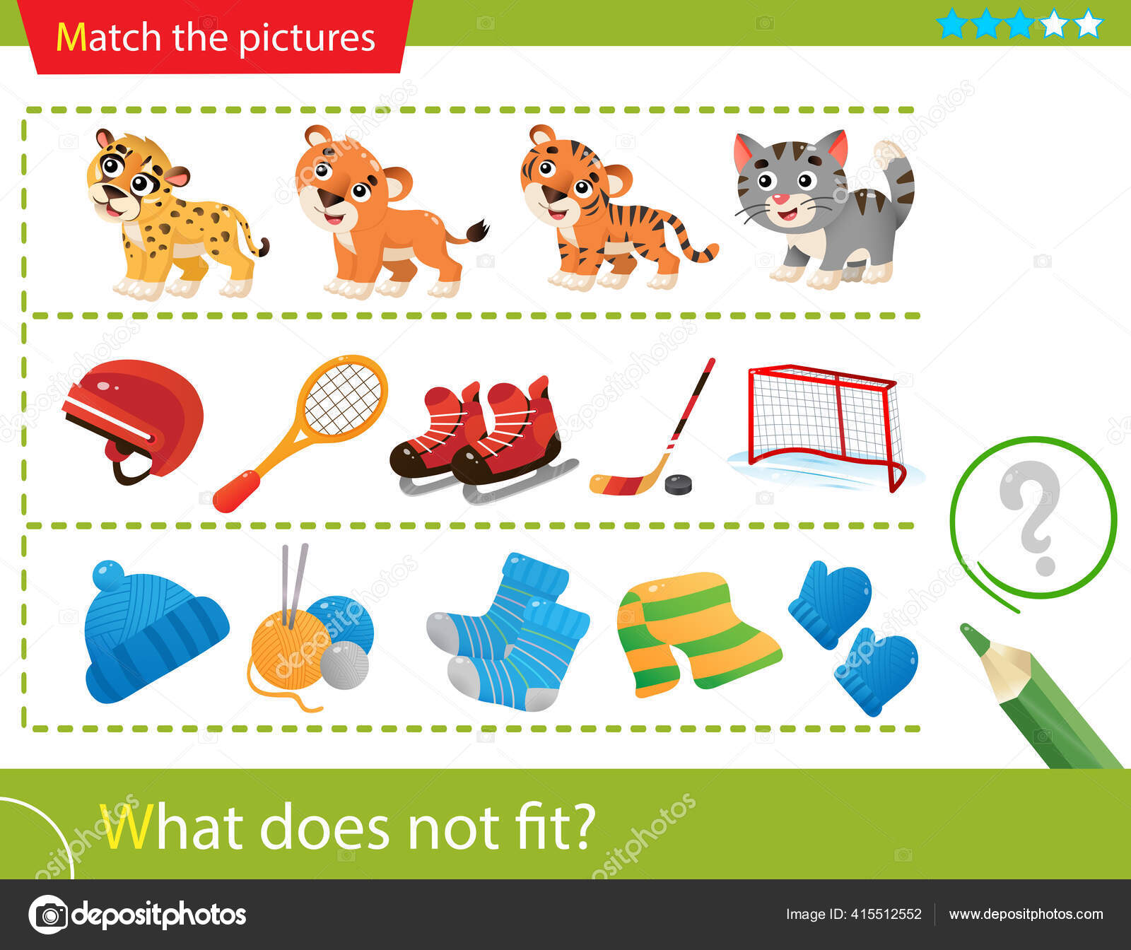 Rompecabezas Lógico Para Niños Qué Encaja Animales Salvajes Equipo