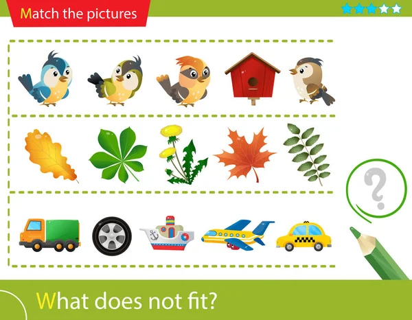 Puzzle Logique Pour Les Enfants Est Qui Pas Des Oiseaux — Image vectorielle