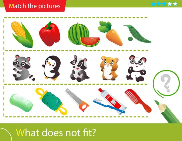 Puzzle Logique Pour Les Enfants Est Qui Pas Des Légumes — Image vectorielle