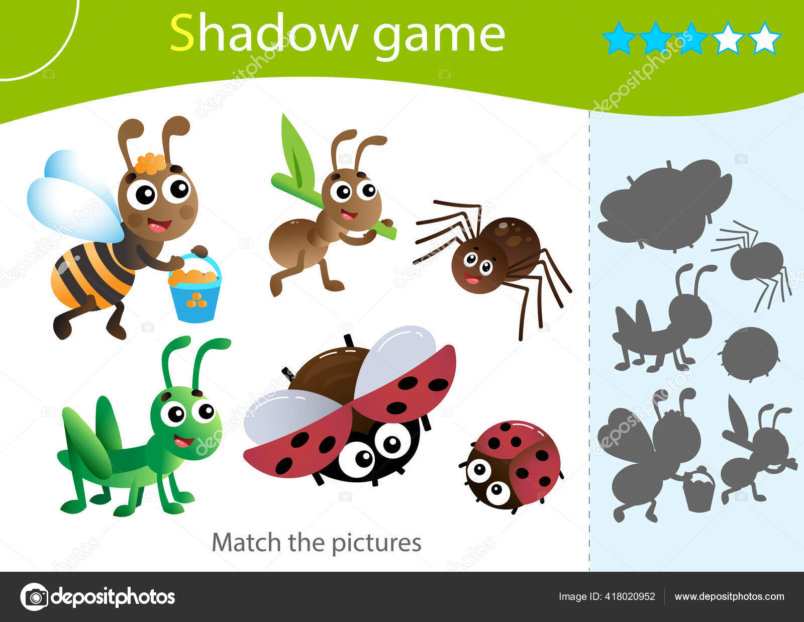 Jogo Das Sombras Para Crianças Combina Com Sombra Certa Imagens