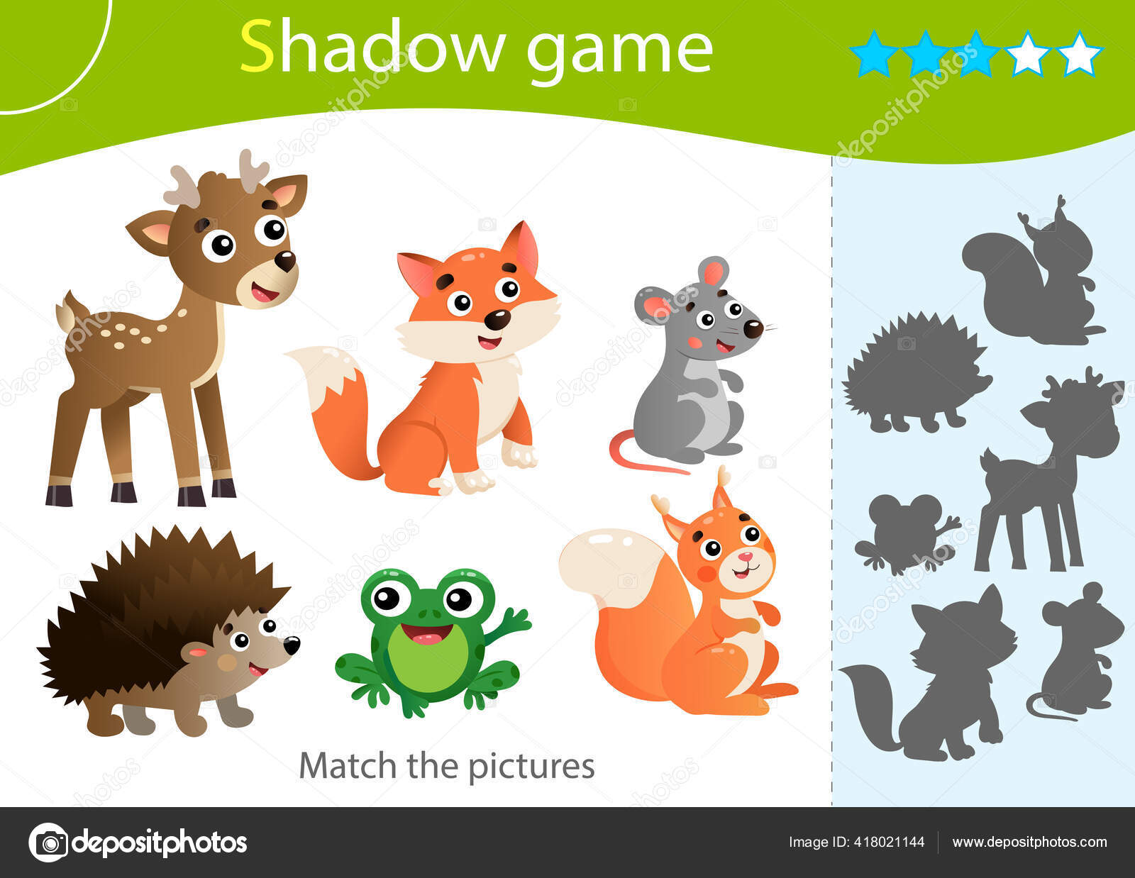 Jogo Das Sombras Para Crianças Combina Com Sombra Certa Imagens