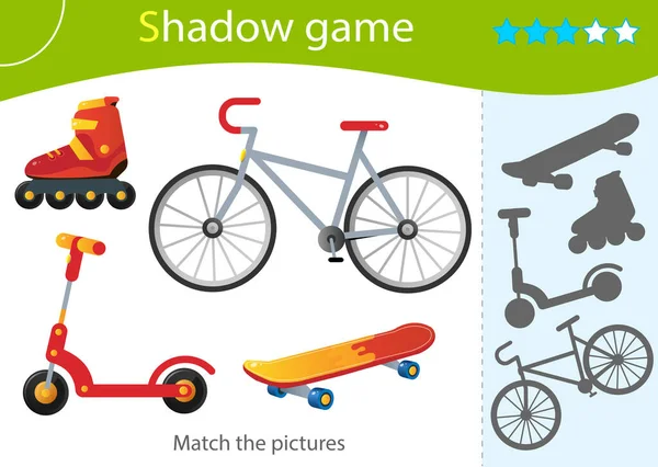 Παιχνίδι Σκιά Για Παιδιά Ταιριάξτε Σωστή Σκιά Χρώμα Εικόνα Του — Διανυσματικό Αρχείο