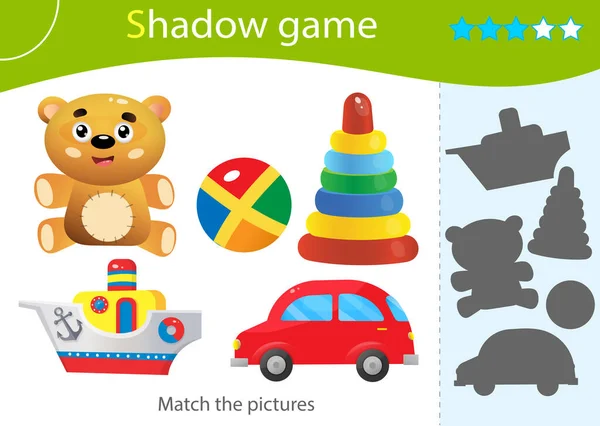 Jogo Das Sombras Para Crianças Combina Com Sombra Certa Imagens —  Vetores de Stock