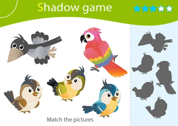 Juego Sombras Para Niños Coincide Con Sombra Correcta Imágenes Color — Archivo Imágenes Vectoriales