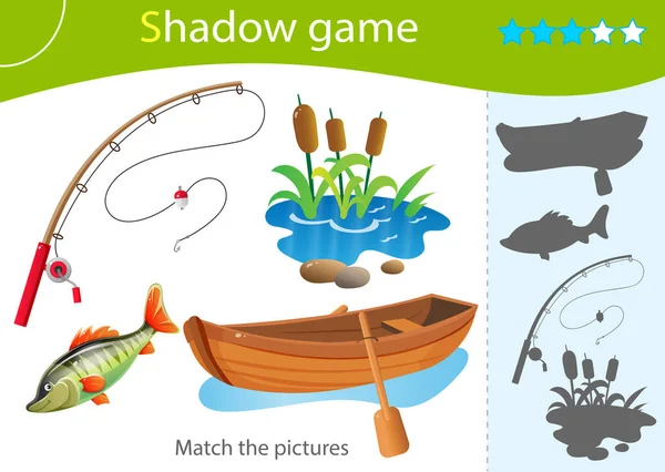 Παιχνίδι Σκιά Για Παιδιά Ταιριάξτε Σωστή Σκιά Χρώμα Εικόνα Του — Διανυσματικό Αρχείο