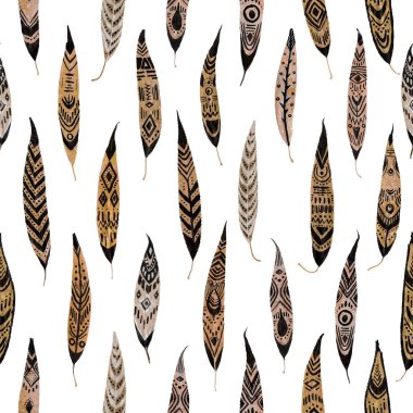 Beyaz bir arka plan üzerinde siyah süs eşyaları ile dekore edilmiş söğüt yaprakları yapılmış seamless modeli.