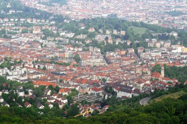 Stuttgart panorama. Kenti Tower Fernsehturm, Almanya.