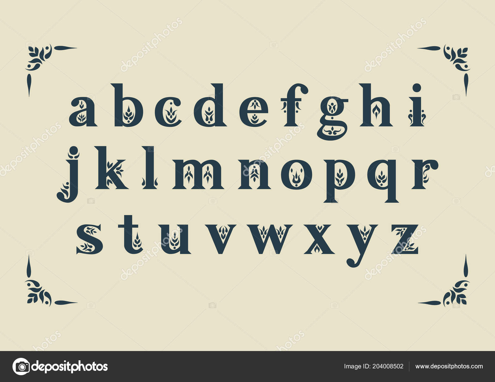Vector Capital Alphabet Decorative Letters Patternded Negative