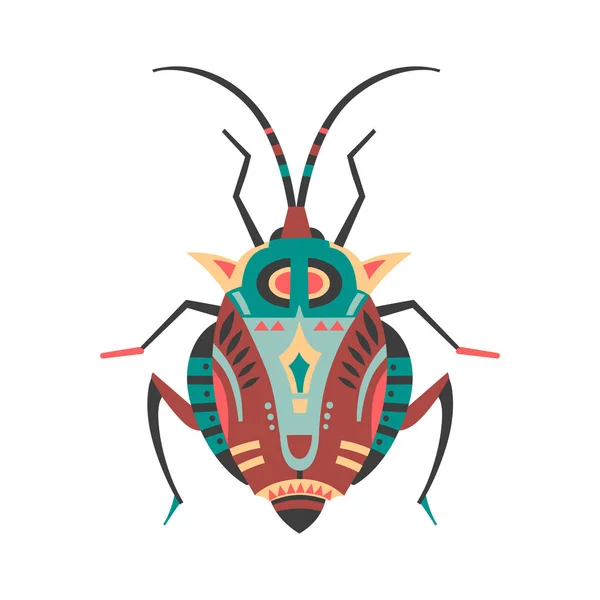 Vektorillustration Eines Käfers Mit Ethnischen Mustern — Stockvektor