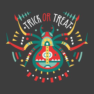 Vektör Cadılar Bayramı illüstrasyon stilize renkli örümcek ve 