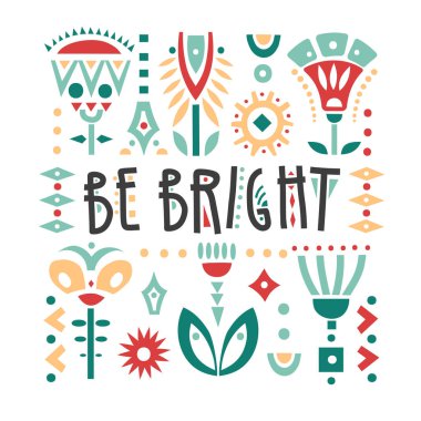 Vektör çizim renkli rustik kesme çiçek ve 