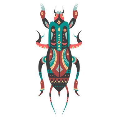 Köstebek kriket vektör çizim etnik desenleri ile dekore edilmiştir..