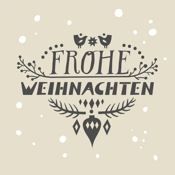 Cartel Letras Frohe Weihnachten Feliz Navidad Alemán Estilo Escandinavo — Vector de stock