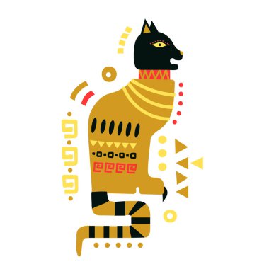 Vektör çizim kedi Mısır tarzı çizilmiş.