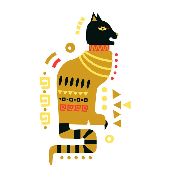 Vektorové Ilustrace Kreslené Kočky Egyptském Stylu — Stockový vektor