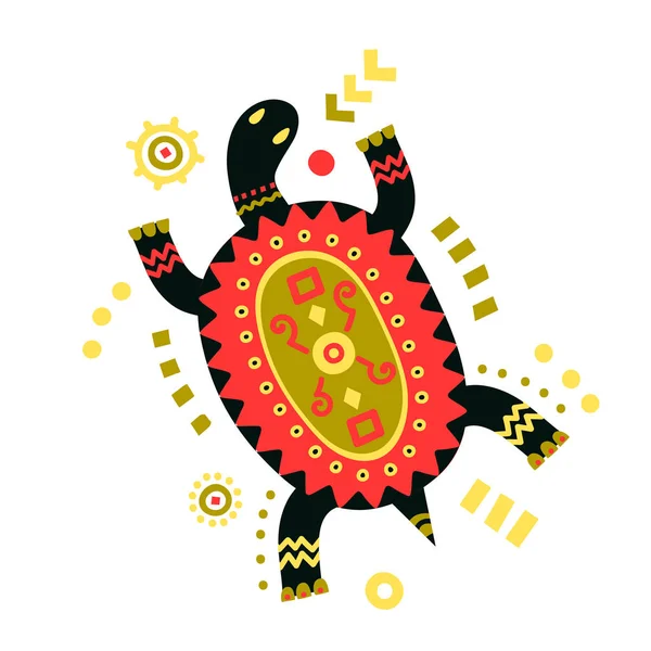 エスニック パターンで飾られたカメのベクトル イラスト — ストックベクタ