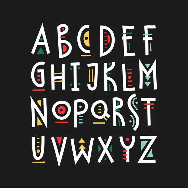 Vetor Moderno Alfabeto Maiúsculo Com Decoração Geométrica Colorida — Vetor de Stock