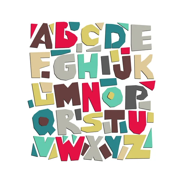 Capital Vectoriel Découpe Alphabet Lettres Papier Multicolores — Image vectorielle