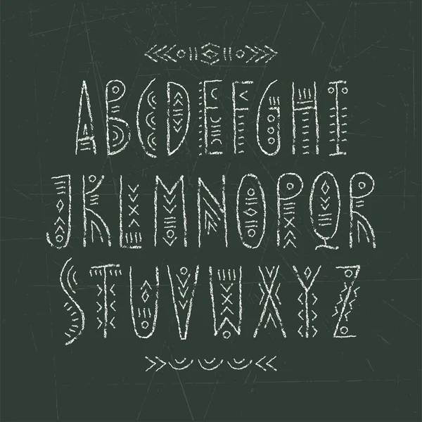 Vector Runic Alphabet Written Blackboard Chalk — Stock Vector