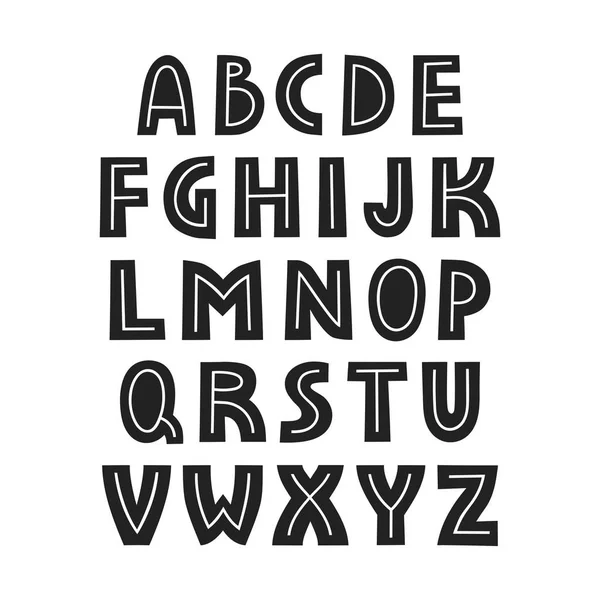 Visualizzazione maiuscola vettoriale alfabeto grassetto con righe all'interno delle lettere — Vettoriale Stock
