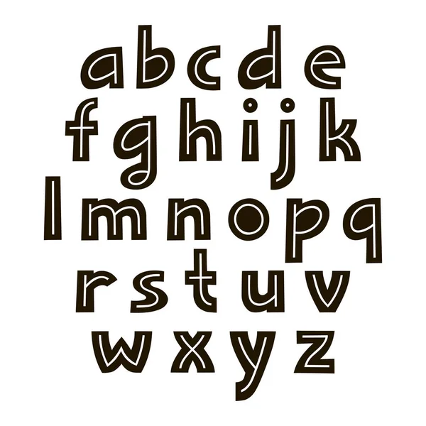 Vetor minúsculo exibir alfabeto em negrito com linhas dentro das letras —  Vetores de Stock