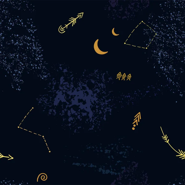 Безшовний фон нічного неба з космічним візерунком — стоковий вектор