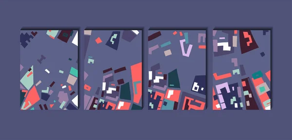 Conjunto vectorial de fondos abstractos rectangulares basados en el mapa de la ciudad. Para carteles, presentaciones — Vector de stock