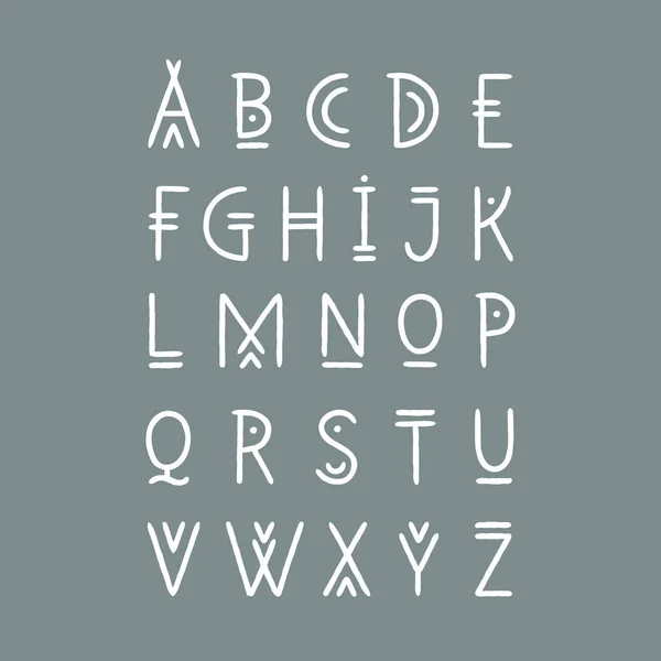 Vector alfabet set. Capital letters in geometrische lijn kunststijl. Voor hipster thema, trendy posters — Stockvector