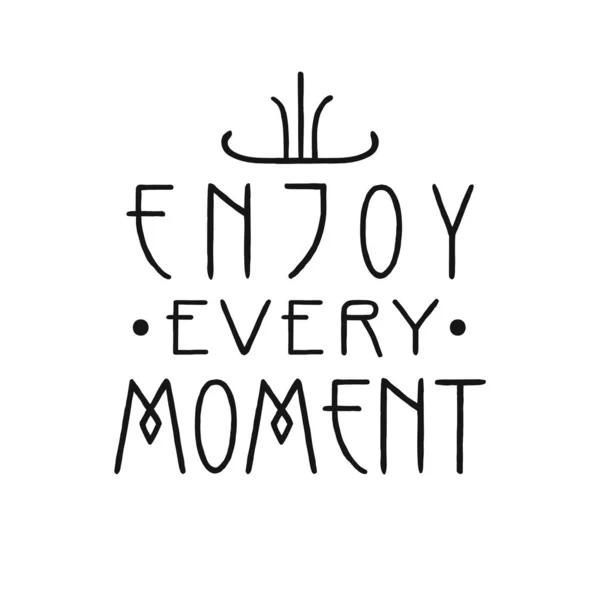 Enjoy every moment. Lettering line art poster in Art Nouveau Style — Stock Vector