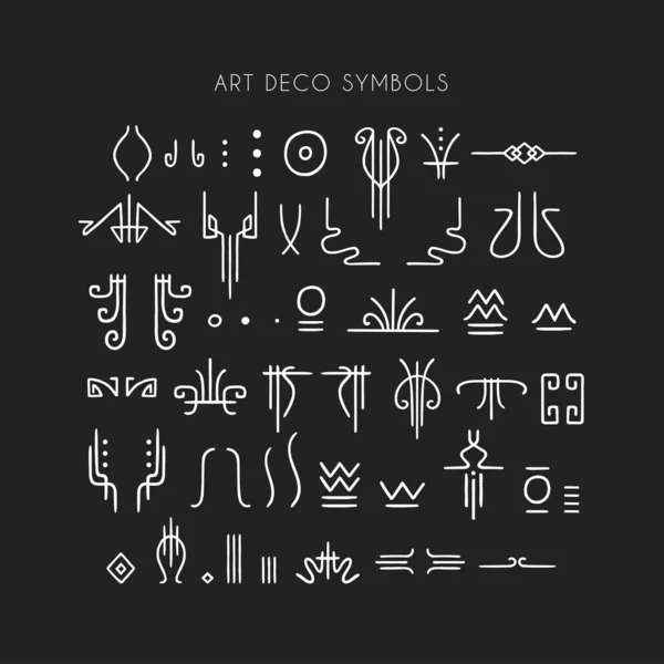 Векторный набор линейных арт-симуляторов для дизайна логотипов в стиле ар-деко — стоковый вектор