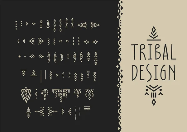 Ensemble vectoriel de symboles d'art linéaire pour la conception du logo et le lettrage dans le style boho — Image vectorielle