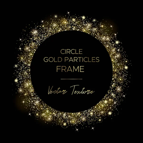 Golden circle. Frame of gold particles and text