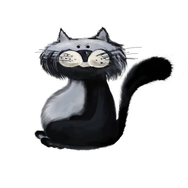 Legrační Kočka Pozadí Pozadí Pozadí Kočky Kosti Ryby Ručně Kreslené — Stock fotografie
