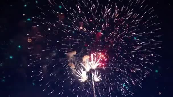 Año Nuevo Fuegos Artificiales Fondo — Vídeos de Stock