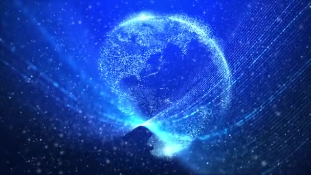 Particle Earth Technology Background — Stock Video