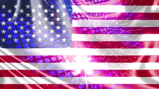 Americká Vlajka Oslavu Ohňostroj Pozadí — Stock video