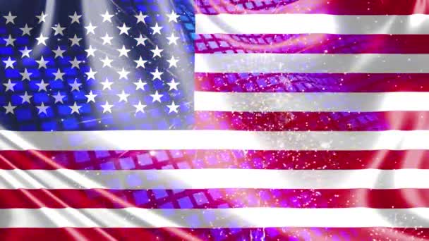 Amerikaanse Vlag Viering Vuurwerk Achtergrond — Stockvideo