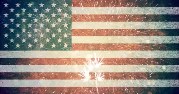 Amerikanska Flaggan Firande Bakgrund — Stockvideo