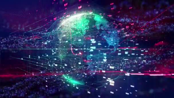 グローバル テクノロジー粒子地球の背景 — ストック動画