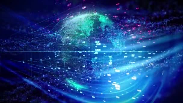 Global Technology Particle Earth Background — Stock Video