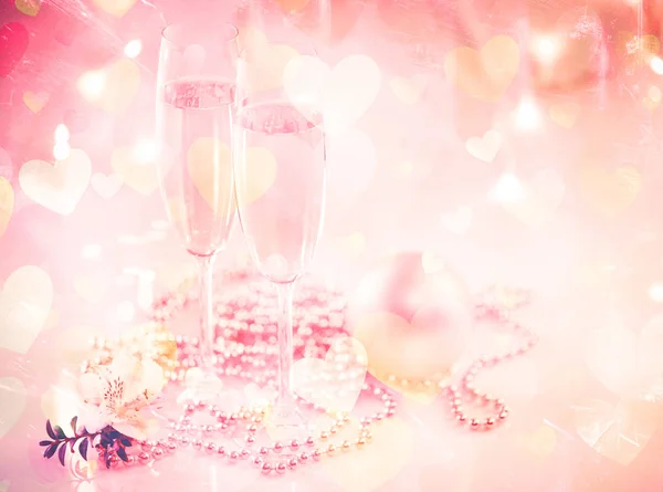 Champagne Glasses Valentine Background — Stock Photo, Image