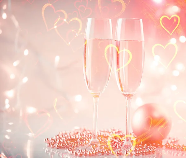Champagne Glasses Valentine Background — Stock Photo, Image
