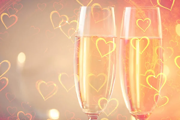 Copos Champanhe Valentine Fundo — Fotografia de Stock