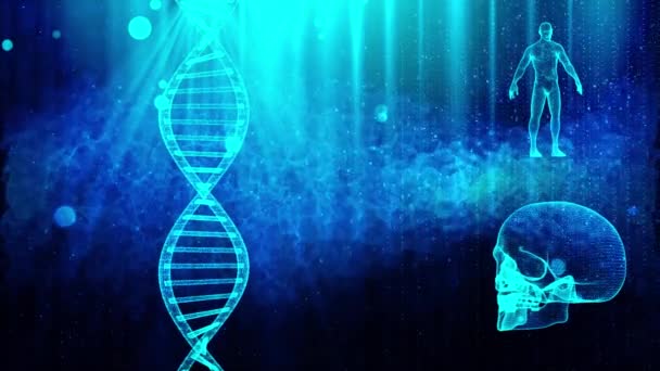 Dna Iplikçik Kafatası Insan Vücudu Ile Tıbbi Geçmişi — Stok video