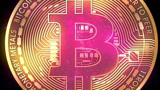 Bitcoin Virtuell Valuta Bakgrund — Stockvideo