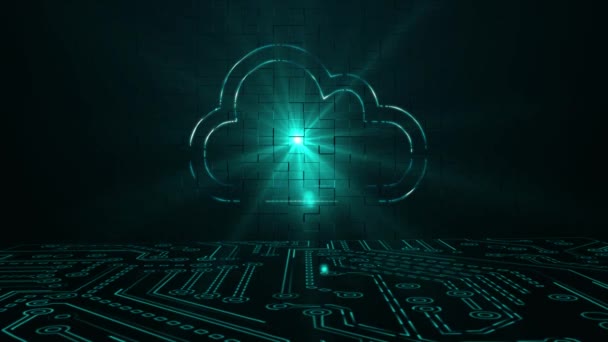 Cloud Computing Technologie Technologische Datenspeicherung — Stockvideo