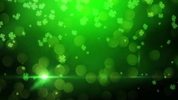 圣帕特里克绿色幸运三叶草背景 — 图库视频影像